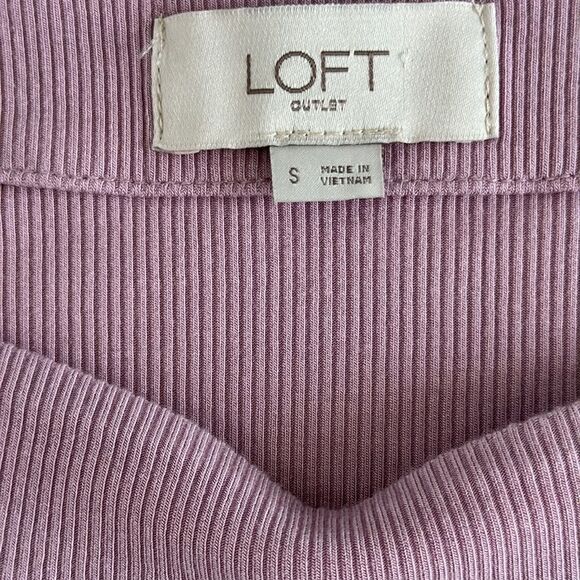Loft Outlet Ribbed Soft Pink Boat Neck 3/4 Sleeve Top Sz Small - Picture 5 of 8